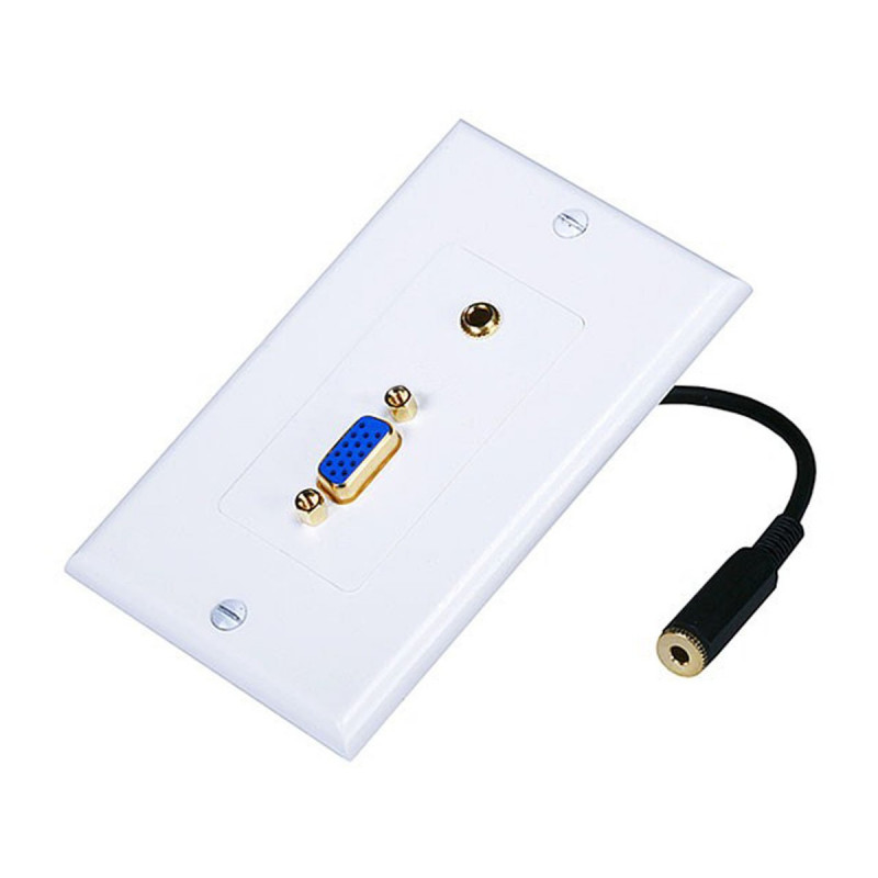 WALL PLATE VGA + 3.5MM WHITE