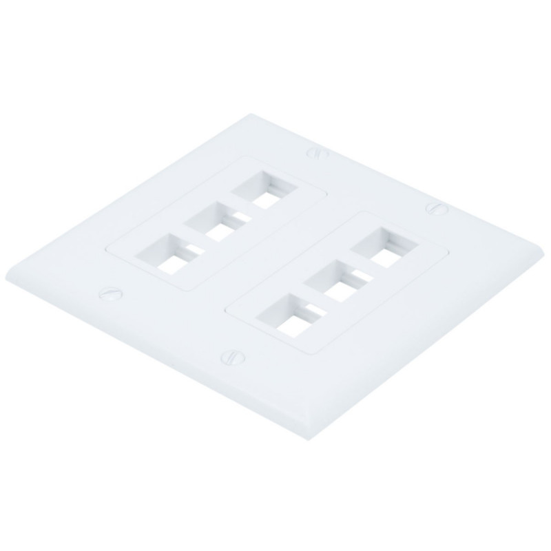 WALL PLATE 2-GANG FOR KEYSTONE 6-HOLE WHITE