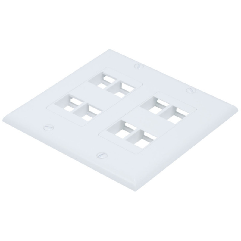 WALL PLATE 2-GANG FOR KEYSTONE 8-HOLE WHITE