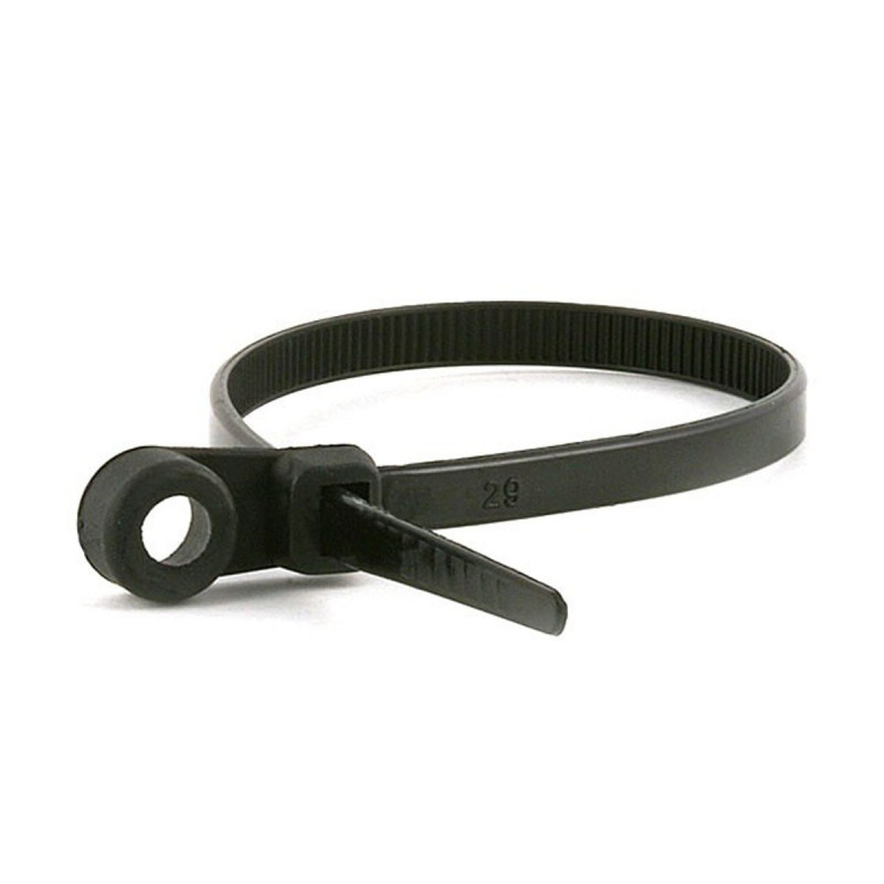 CABLE TIE 8" MOUNTABLE BLACK 100PCS