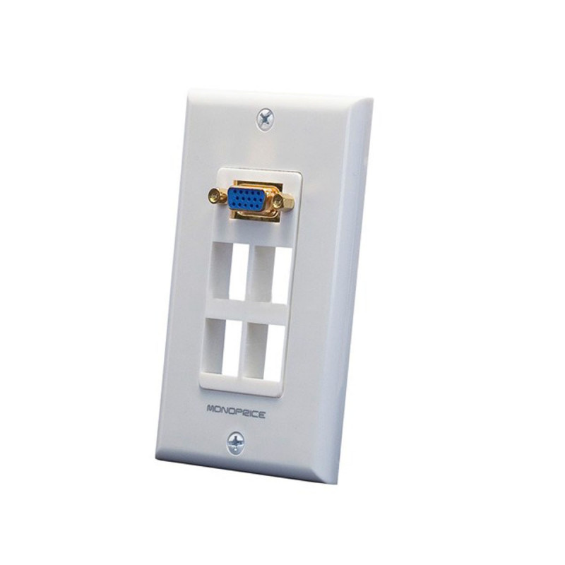 WALL PLATE FOR KEYSTONE - 4 HOLE W/VGA COUPLER