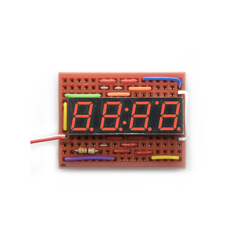 7-SEGMENT CLOCK DISPLAY - 4 DIGIT (RED) (+)