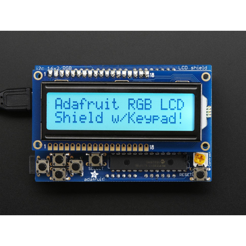 RGB LCD SHIELD KIT w/16x2 DISPLAY- ONLY 2 PINS