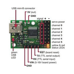 MICRO MAESTRO 6-CH USB SERVO CONTROLLER ASSEMBLED