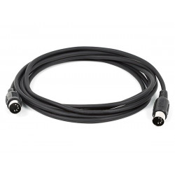 MIDI CABLE w/5 PIN DIN PLUGS 10FT  - BLACK