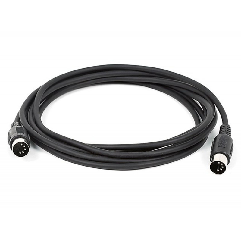 MIDI CABLE w/5 PIN DIN PLUGS 10FT  - BLACK