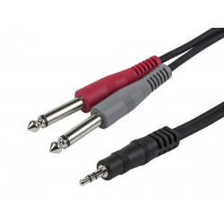 AUDIO CABLE, 3.5MM ST (M) - 2 X 1/4" MONO (M) 5FT