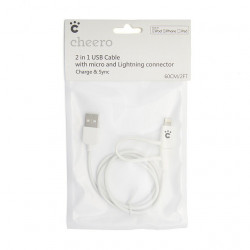 CHEERO USB CABLE W/LIGHTNING AND MICRO 60CM/2FT