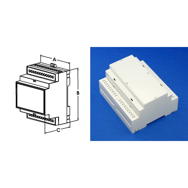 BOX ABS/PC 4.18 X 3.55 X 2.26'' GRY DIN RAIL MOUNT