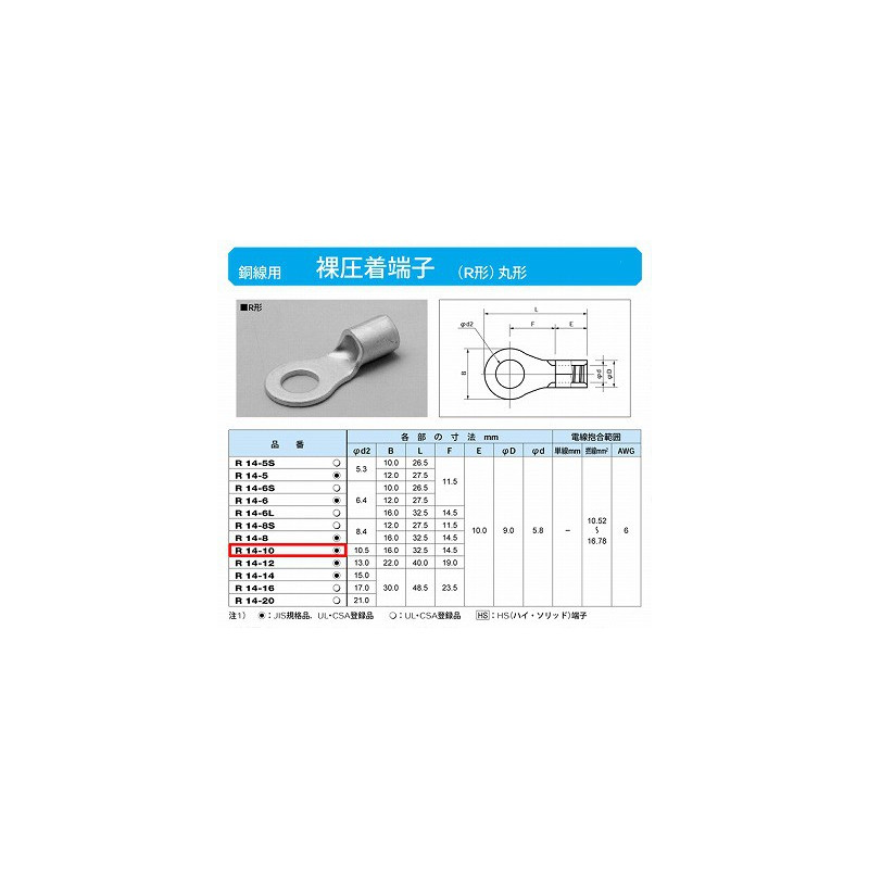 RNB14-10 NON INSULATED RING CONNECTOR 5/PKG