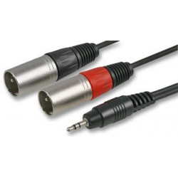 AUDIO CABLE, 3.5MM ST(M) - TWO XLR (M) 3M