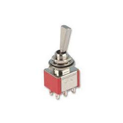 TOGGLE SWITCH W/ LEVER, DPDT,(ON)-ON,5A SOLDER LUG