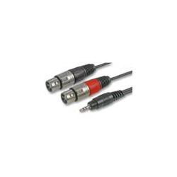 AUDIO CABLE, 3.5MM ST(M) - TWO XLR (F) 1M