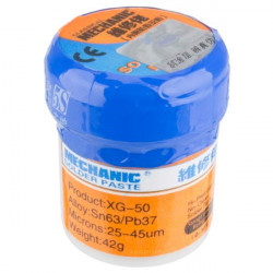 SOLDER PASTE, XG-50, SN63/PB37, 25-45UM, 42G