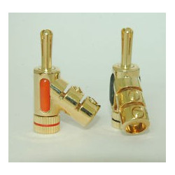 BANANA PLUG, GOLD PLATED, 145 DEGREE, 2/SET