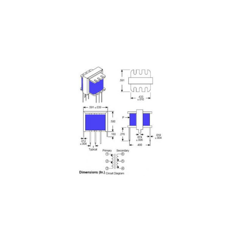 TRANSFORMER, AUDIO, C-TAP 1.2K - 8OHM, 42TL003