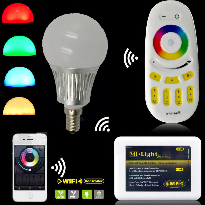 LED BULB, E27, 110V, 6W, RGB w/REMOTE CONTROLLER