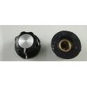 KNOB, FLUTED WITH LINE & SKIRT, FLOWER SHAPE, BLACK