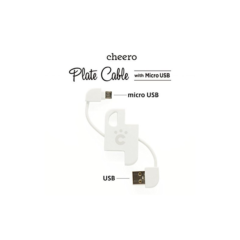 CHEERO PLATE CABLE WITH MICRO USB WHITE