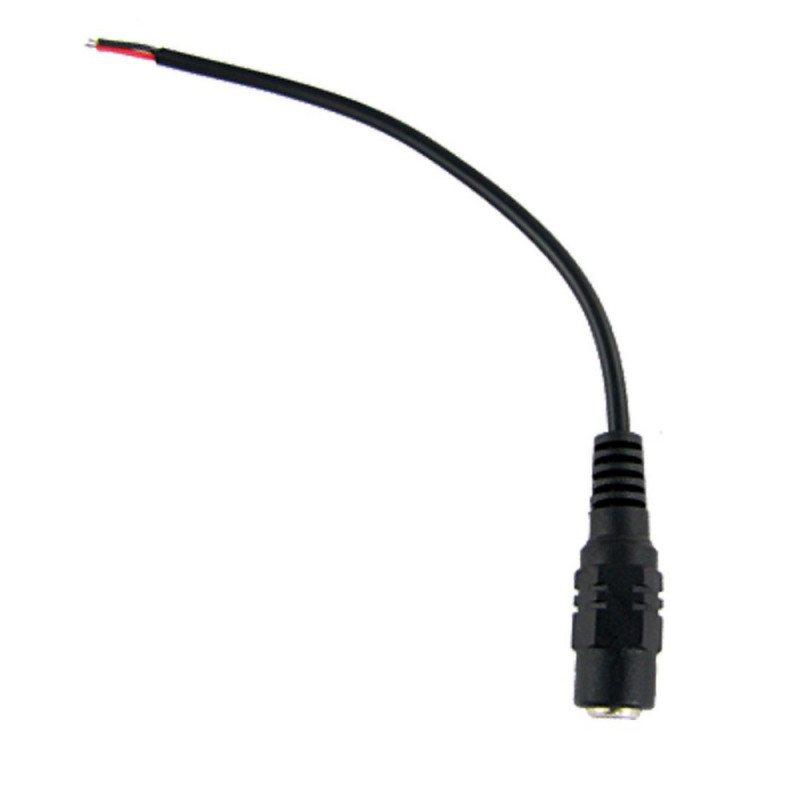 2.1MM JACK W/ PIGTAIL, 1FT W/ BLACK INSULATION