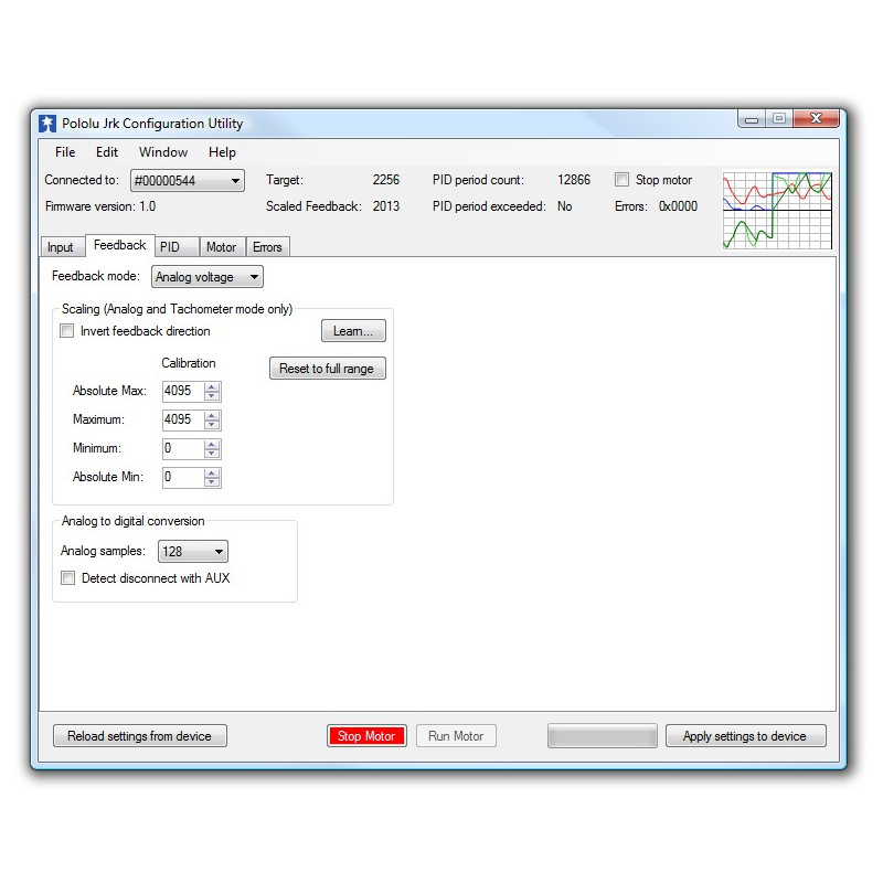 USB MOTOR CONTROLLER WITH FEEDBACK JRK 12V12