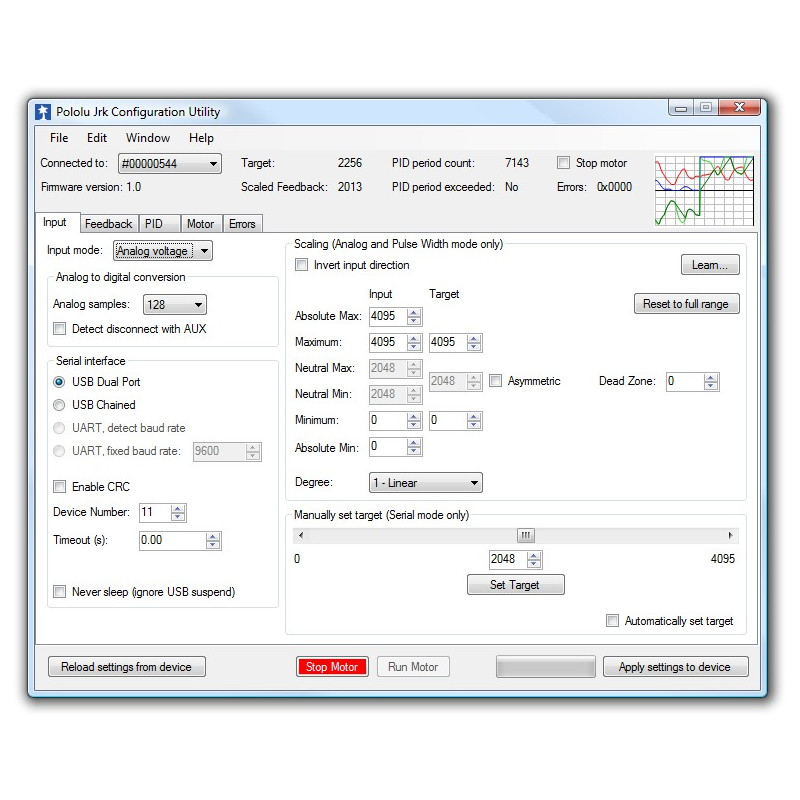 USB MOTOR CONTROLLER WITH FEEDBACK JRK 12V12