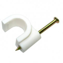 CABLE CLIPS WITH STEEL NAIL, 10MM, WHITE 10PC/PKG