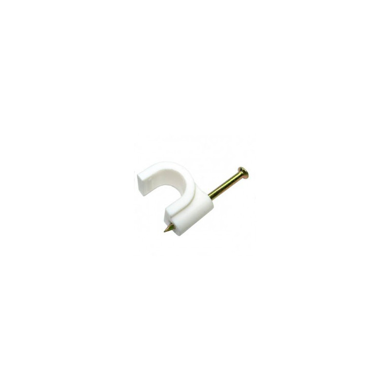 CABLE CLIPS WITH STEEL NAIL, 10MM, WHITE 10PC/PKG