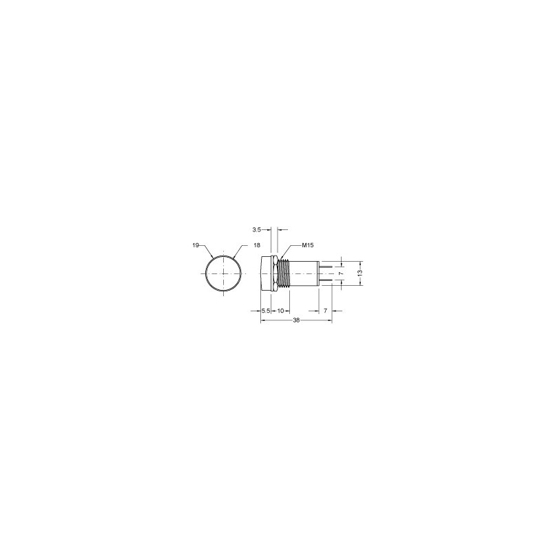 PILOT LAMP 12VAC/DC RED N-019 (FLAT TOP SHAPE)