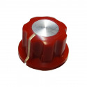 KNOB, FLUTED WITH LINE & SKIRT, FLOWER SHAPE, RED