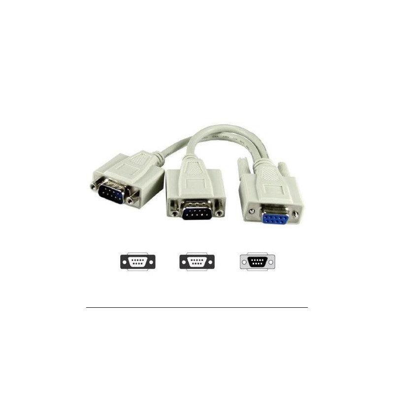 RS232 DB9 FEMALE SPLITTER TO 2 X RS232 DB9 MALES CABLE