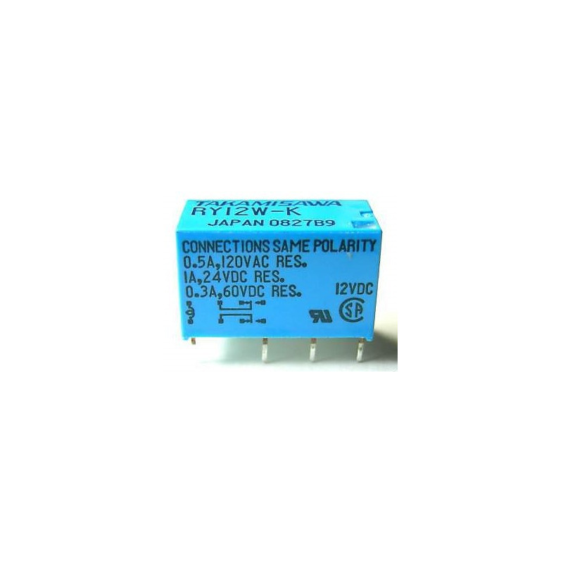 RELAY, TAKAMISAWA, RY12W-K,12VDC COIL,DPDT,1A