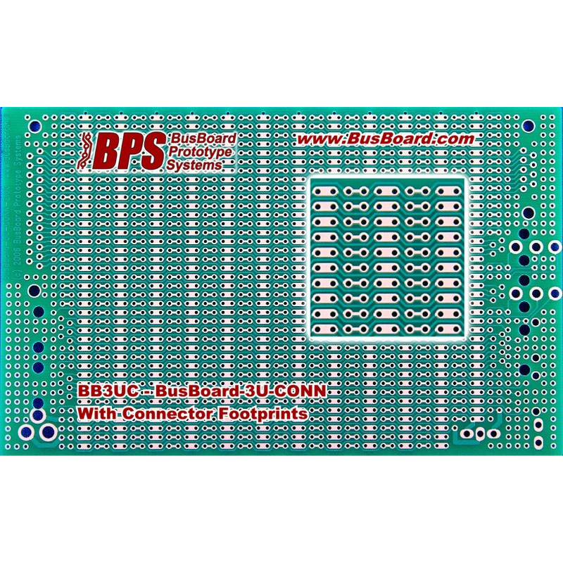 BUSBOARD-3U-CONN ZIG-ZAG TRACKS, 1.6X1CM 1 SIDED, SOLDERMASK