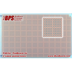 PADBOARD-3U PAD PER HOLE, 2 SIDED, PLATED HOLES, 160X100MM