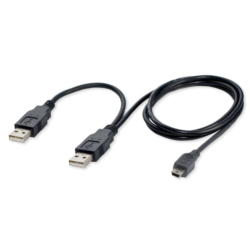 USB CABLE, A TO MINI 5PIN, 2XM/M, 2.5FT