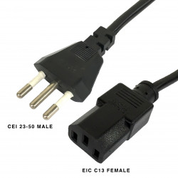 ITALY CEI 23-50 MALE AND IEC C13 FEMALE CABLE 1.8M