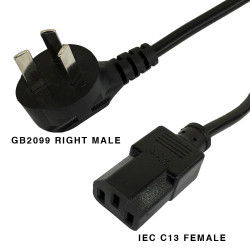 GB2099 RIGHT MALE AND IEC C13 FEMALE CABLE 1.8M