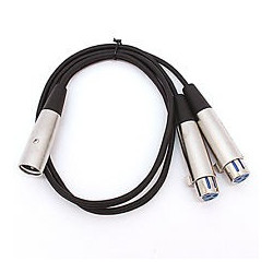 AUDIO CABLE, 6IN XLR(M) TO 2 XLR(F)