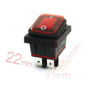 ROCKER SWITCH ON-OFF WATERPROOF DPST 250V 10A RED