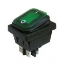 ROCKER SWITCH ON-OFF DPST WATERPROOF 10A 250V GREEN