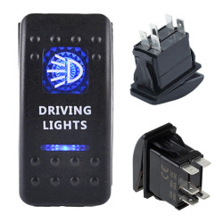 AUTOMOTIVE ROCKER SWITCH 12VDC 20A W/BLUE LINE LED