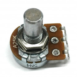 POTENTIOMETER, ALPHA A25K PANEL LUGS SHORT SOLID SHAFT 16MM