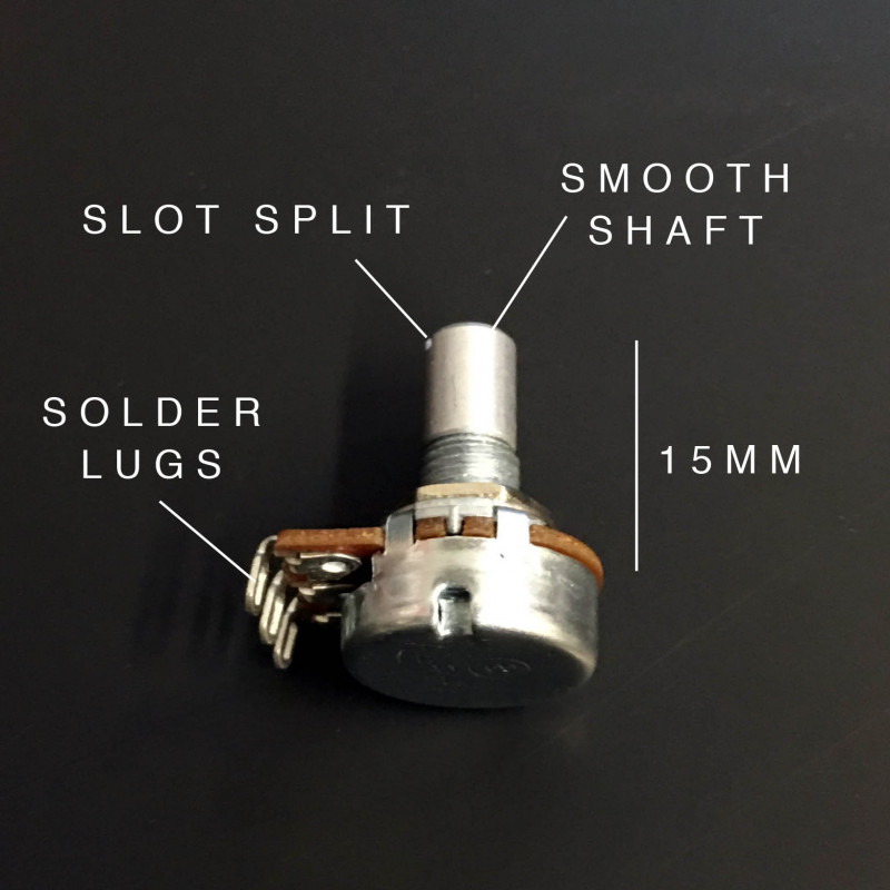 POT ALPHA A250K PCB 15MM SMOOTH SLOT SHAFT, 16MM