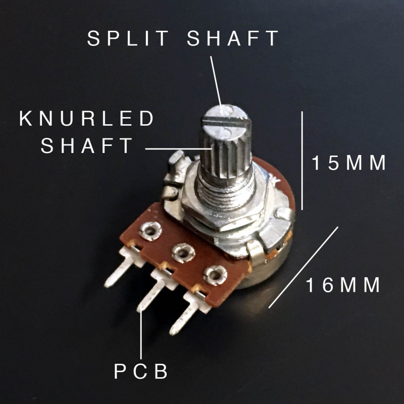 POT, ALPHA, A250K, PANEL, SHORT SLOT SHAFT, 16MM