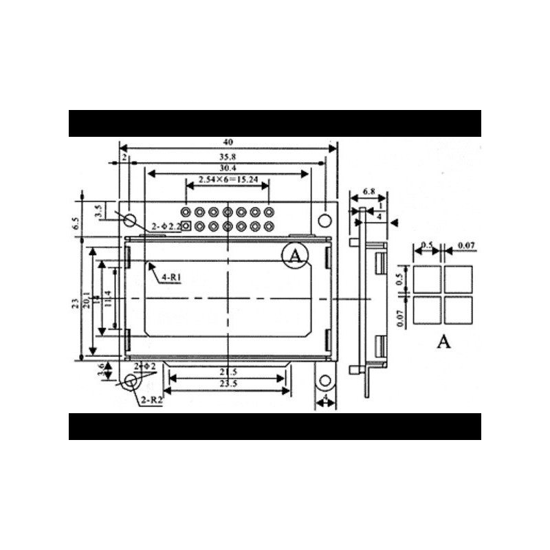 LCD 8X2 CHARACTER - BLACK BEZEL PARALLEL INTERFACE