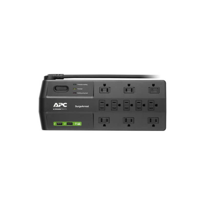 APC 11 OUTLETS 2X USB W/8FT CORD SURGE POWER BAR