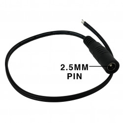 DC POWER JACK 2.5MM W/ PIGTAIL, 1FT