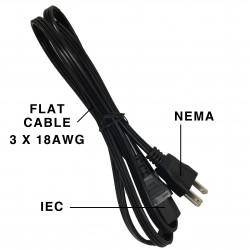 IEC AND NEMA POWER CABLE, FLAT, CSA, FT2, 3X18AWG, 6FT 1.8M