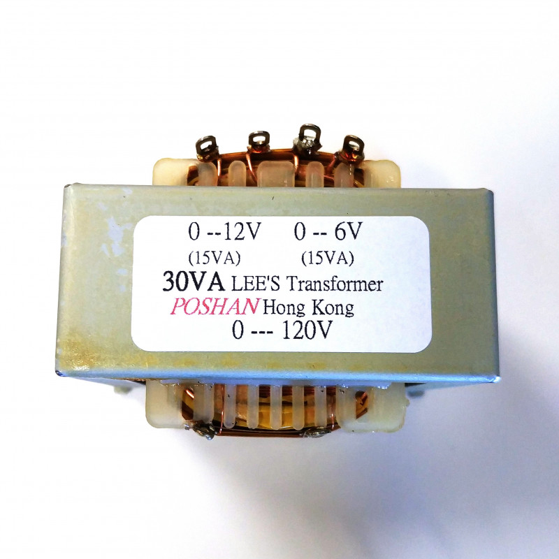 TRANSFORMER 30VA IN 0-120V OUT 0-12V / 0-6V