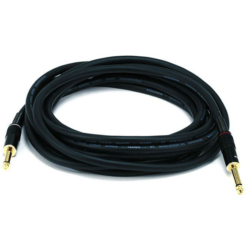 AUDIO CABLE, 1/4" TO 1/4" MONO, 16AWG GOLD PLATED 4.5M